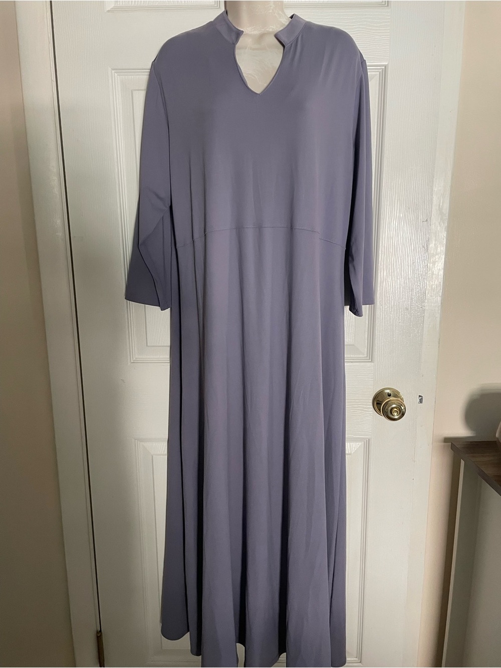 TravelSmith Lavender-Gray Split Neck Tunic Dress